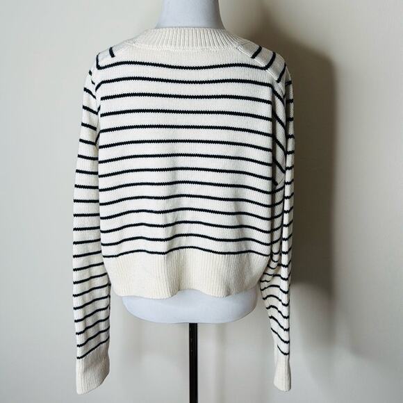 Zara Black and Cream Striped Oversized Sweater - Picture 5 of 6